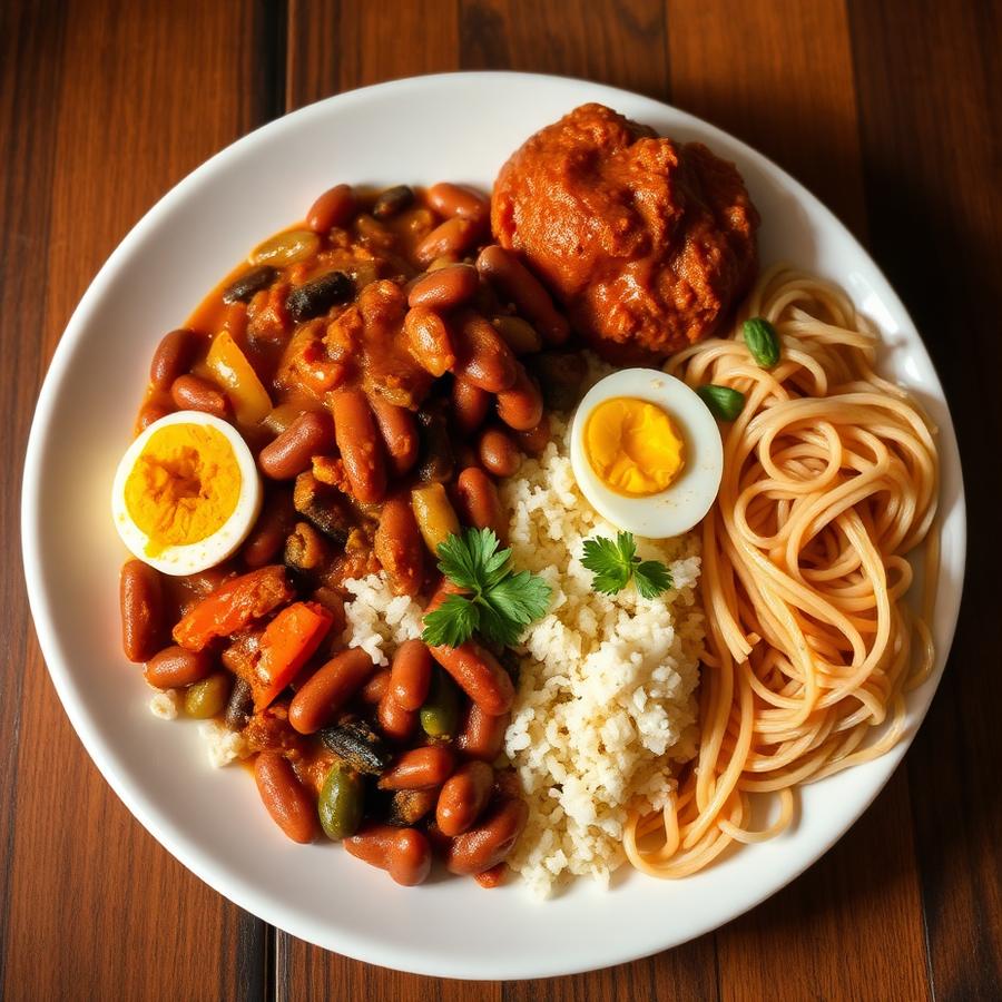 Waakye rice and beans with stew